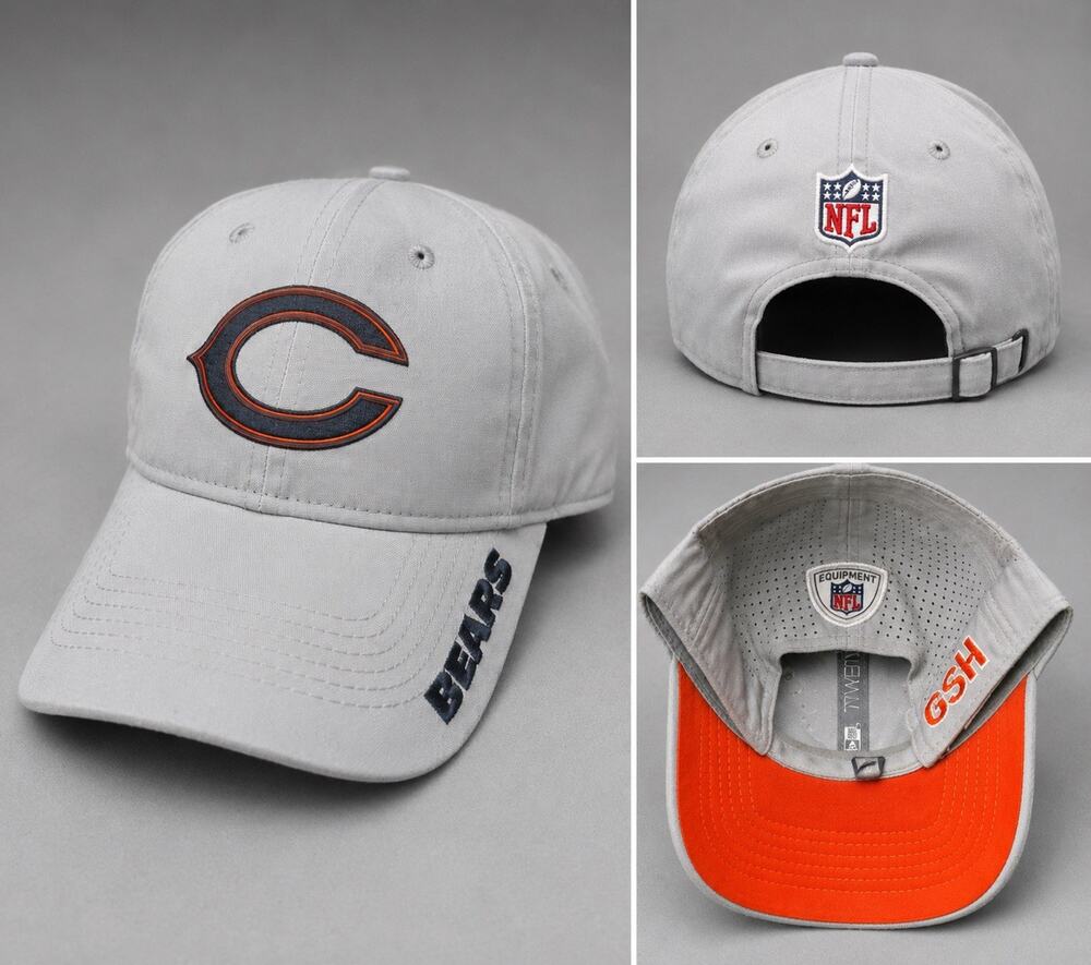 New Era Chicago Bears NFL 9TWENTY Adjustable Gray Hat Cap Orange Brim Adult OSFA